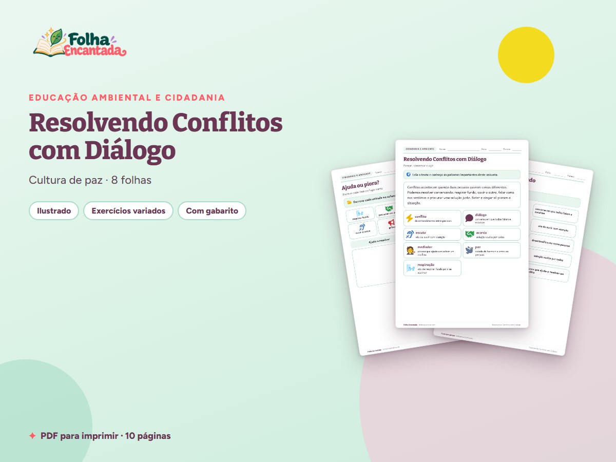 Capa da atividade Resolvendo Conflitos com Diálogo