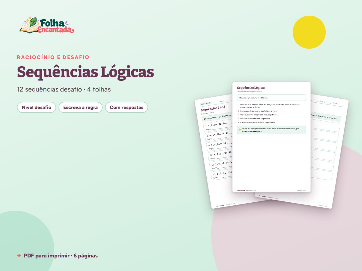 Capa da atividade Sequências Lógicas: Dobro, Alternadas e Crescentes