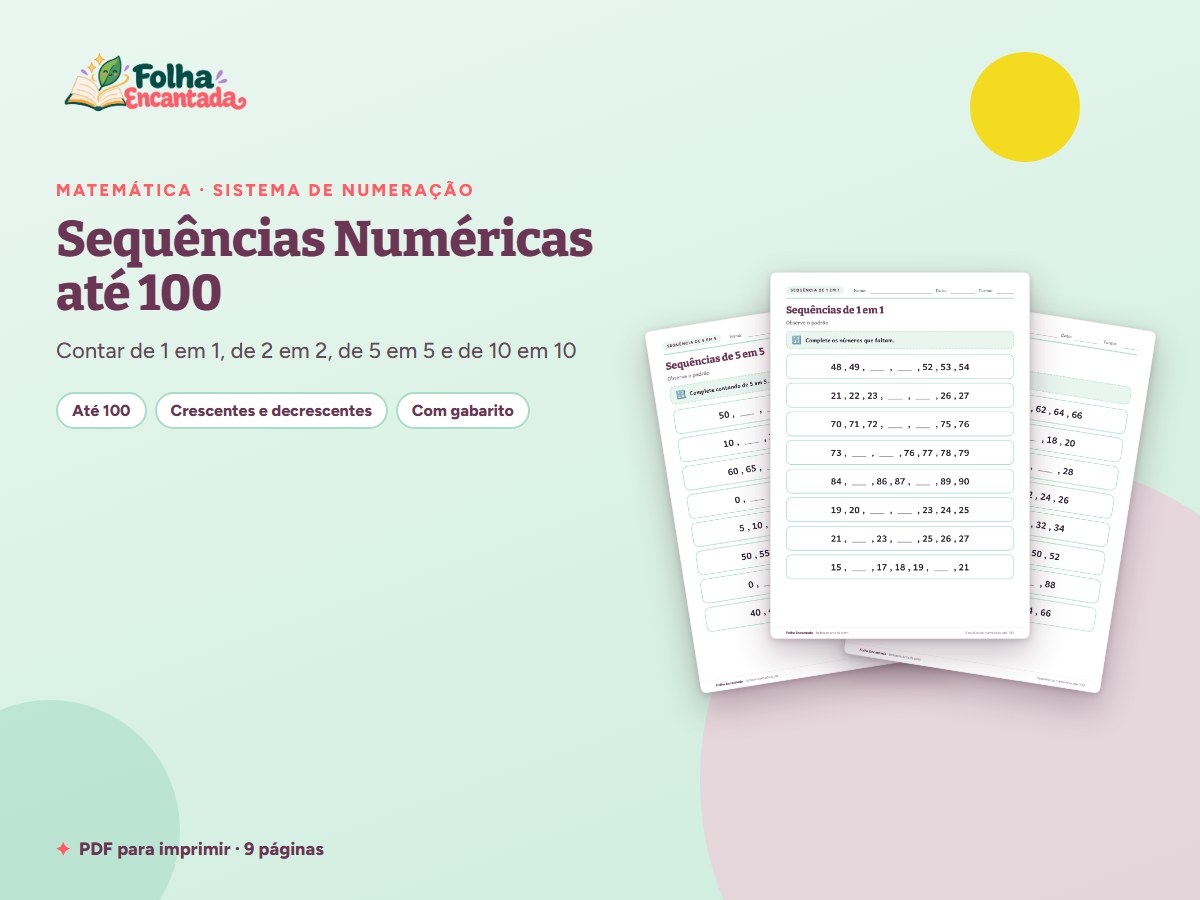 Capa da atividade Sequências Numéricas até 100