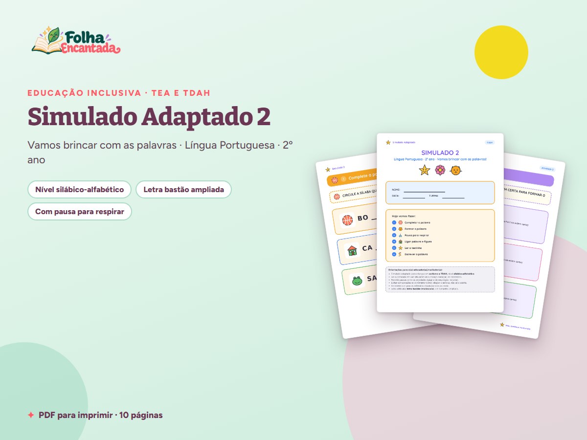 Capa da atividade Simulado Adaptado 2: Vamos Brincar com as Palavras