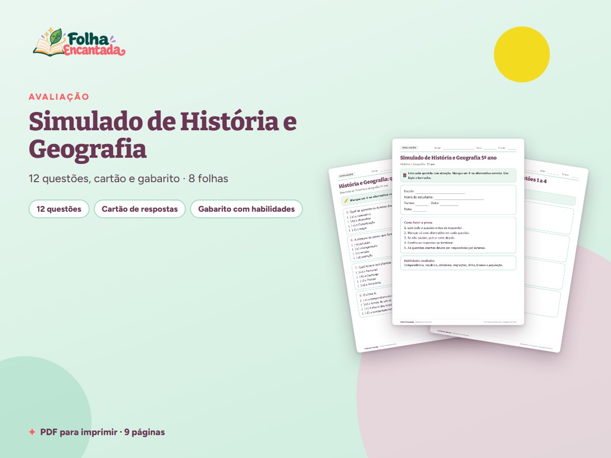 Capa da atividade Simulado de História e Geografia: 5º ano