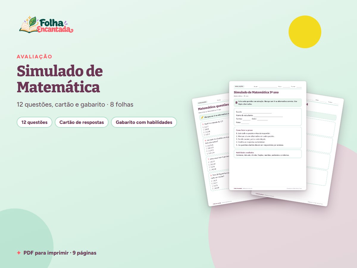 Capa da atividade Simulado de Matemática: 3º ano