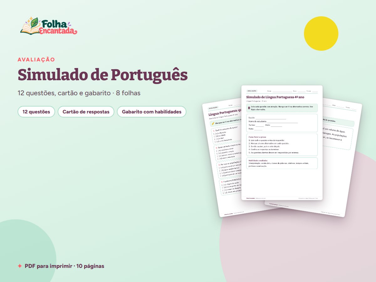 Capa da atividade Simulado de Português: 4º ano