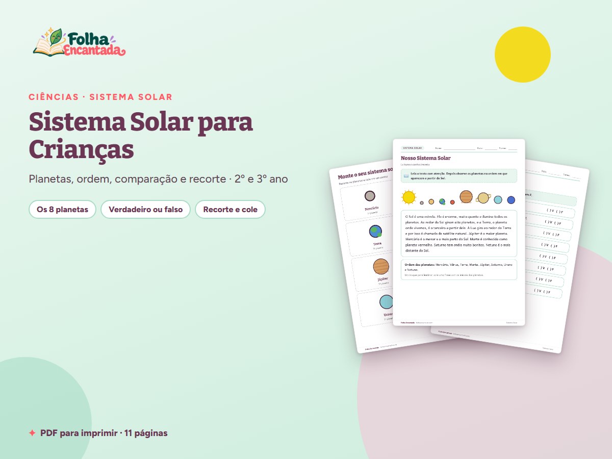 Capa da atividade Sistema Solar para Crianças: Atividades de Ciências