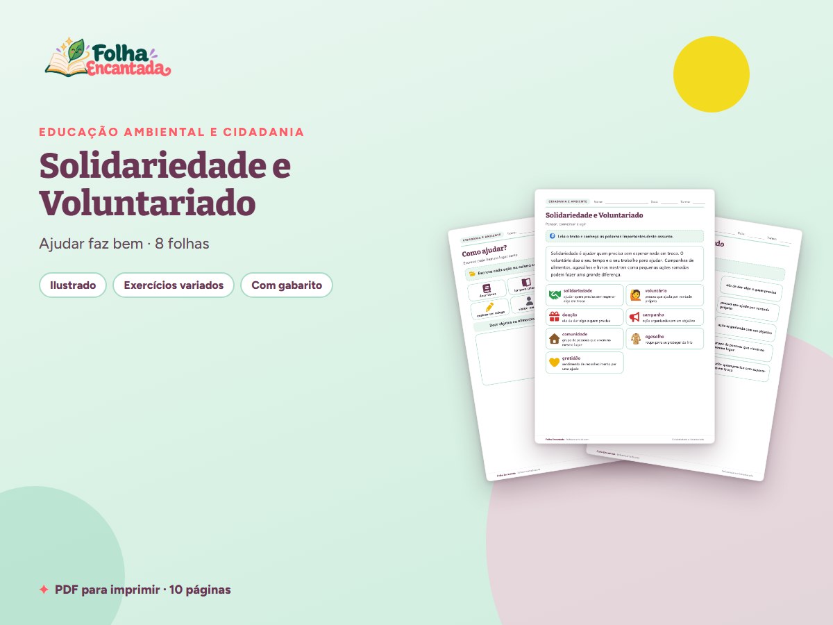 Capa da atividade Solidariedade e Voluntariado