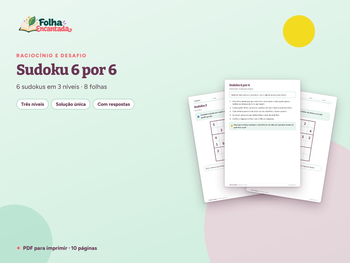 Capa da atividade Sudoku 6 por 6: Desafio com Números