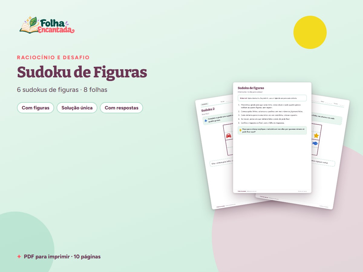 Capa da atividade Sudoku de Figuras: Lógica para Pequenos