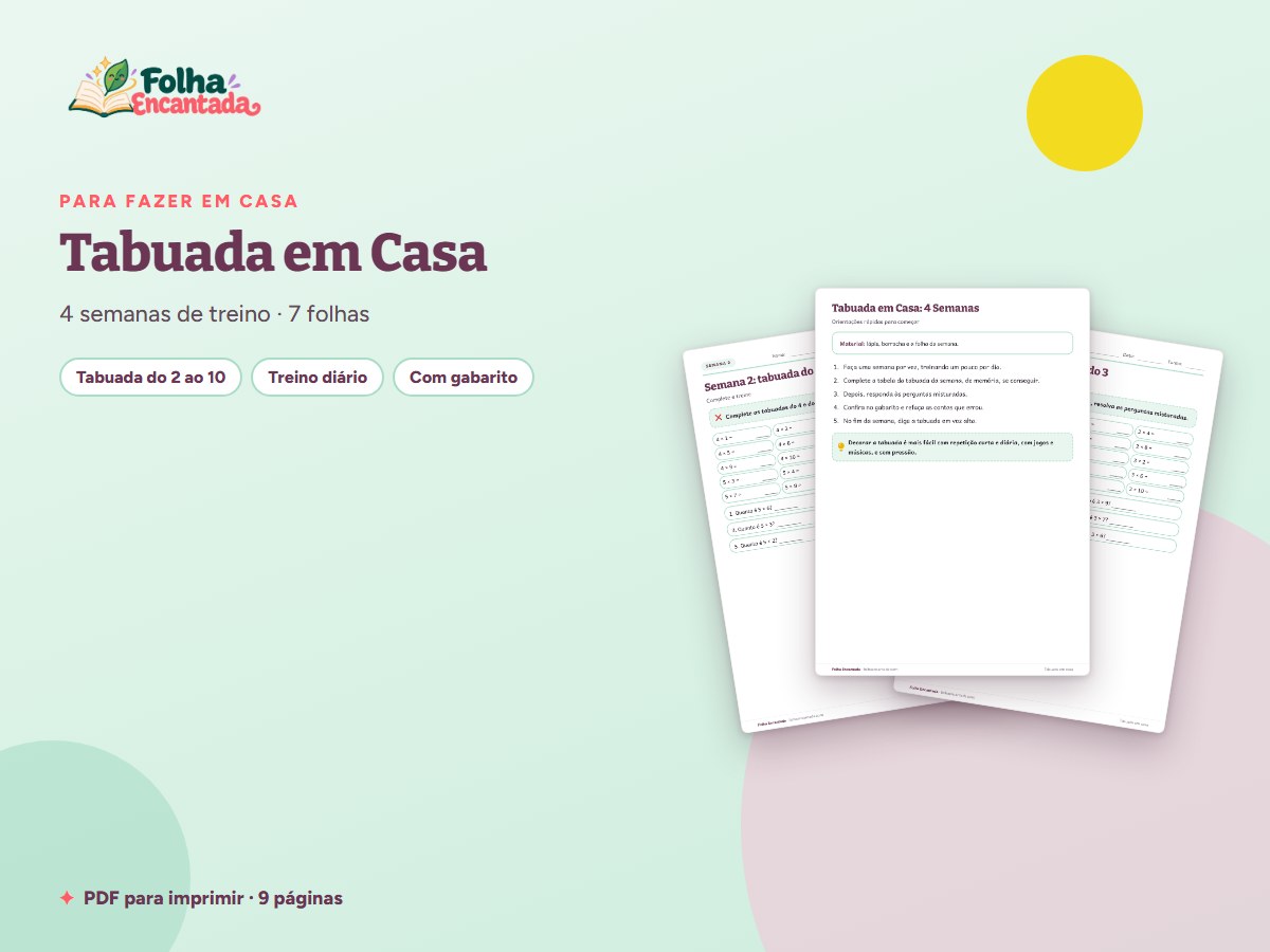 Capa da atividade Tabuada em Casa: Quatro Semanas de Treino