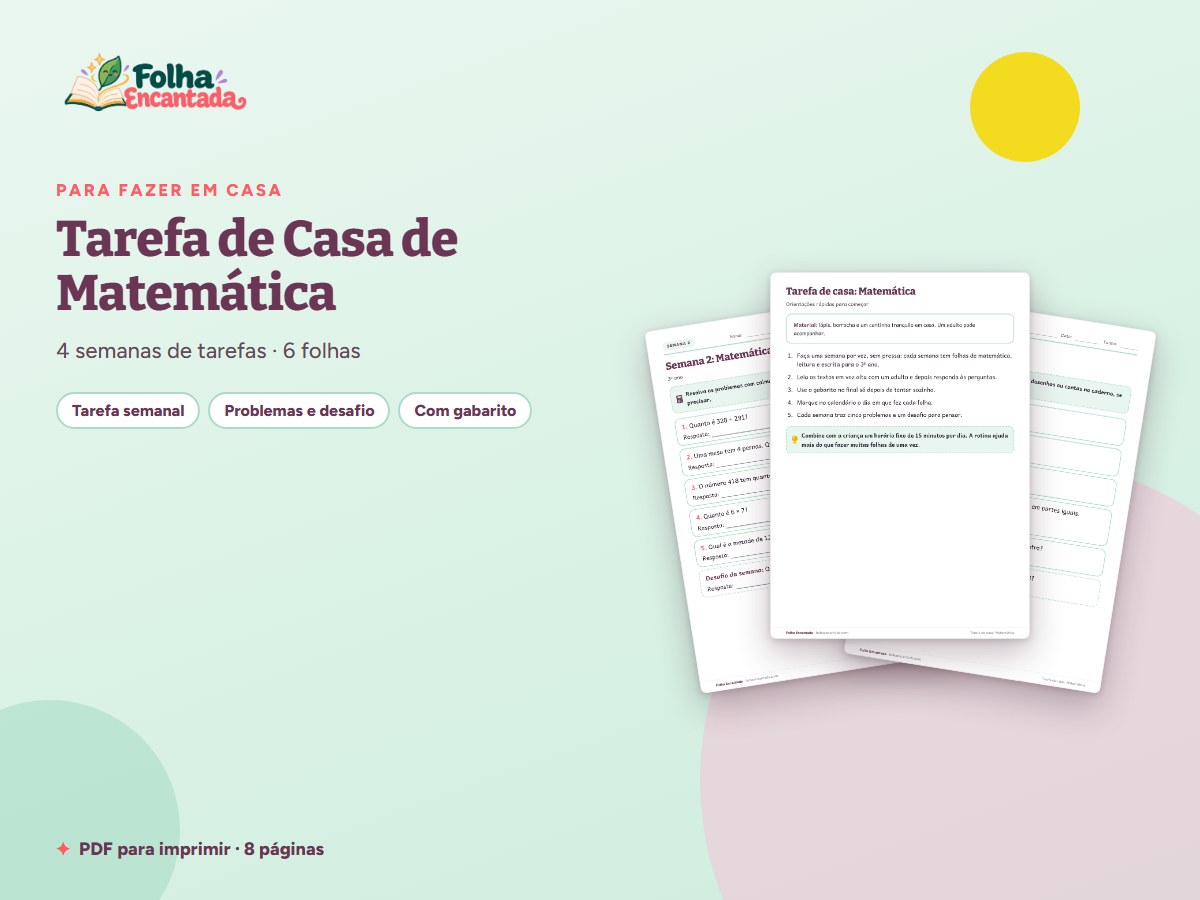 Capa da atividade Tarefa de Casa de Matemática: 3º ano