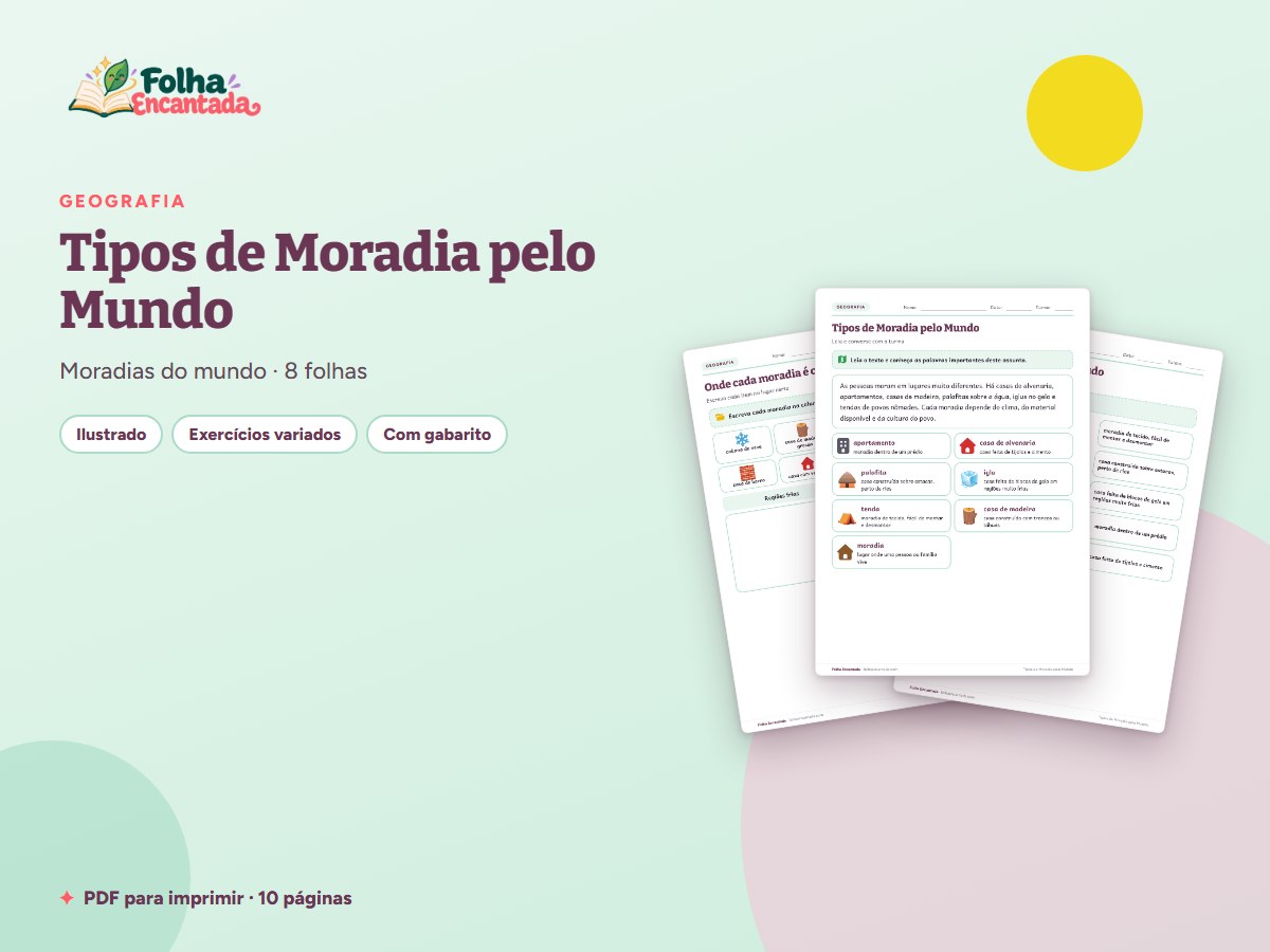 Capa da atividade Tipos de Moradia pelo Mundo