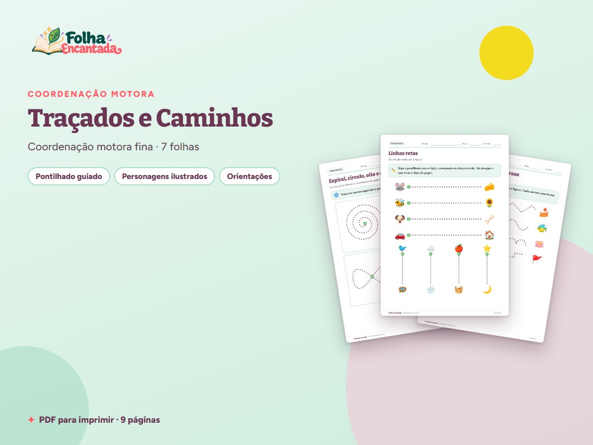 Capa da atividade Traçados e Caminhos: Coordenação Motora Fina