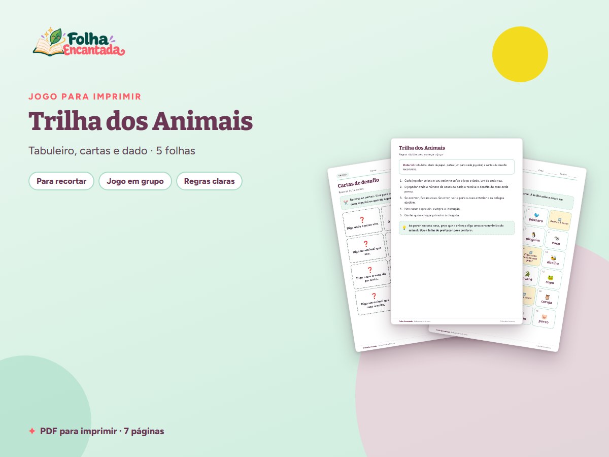 Capa da atividade Trilha dos Animais: Jogo de Tabuleiro